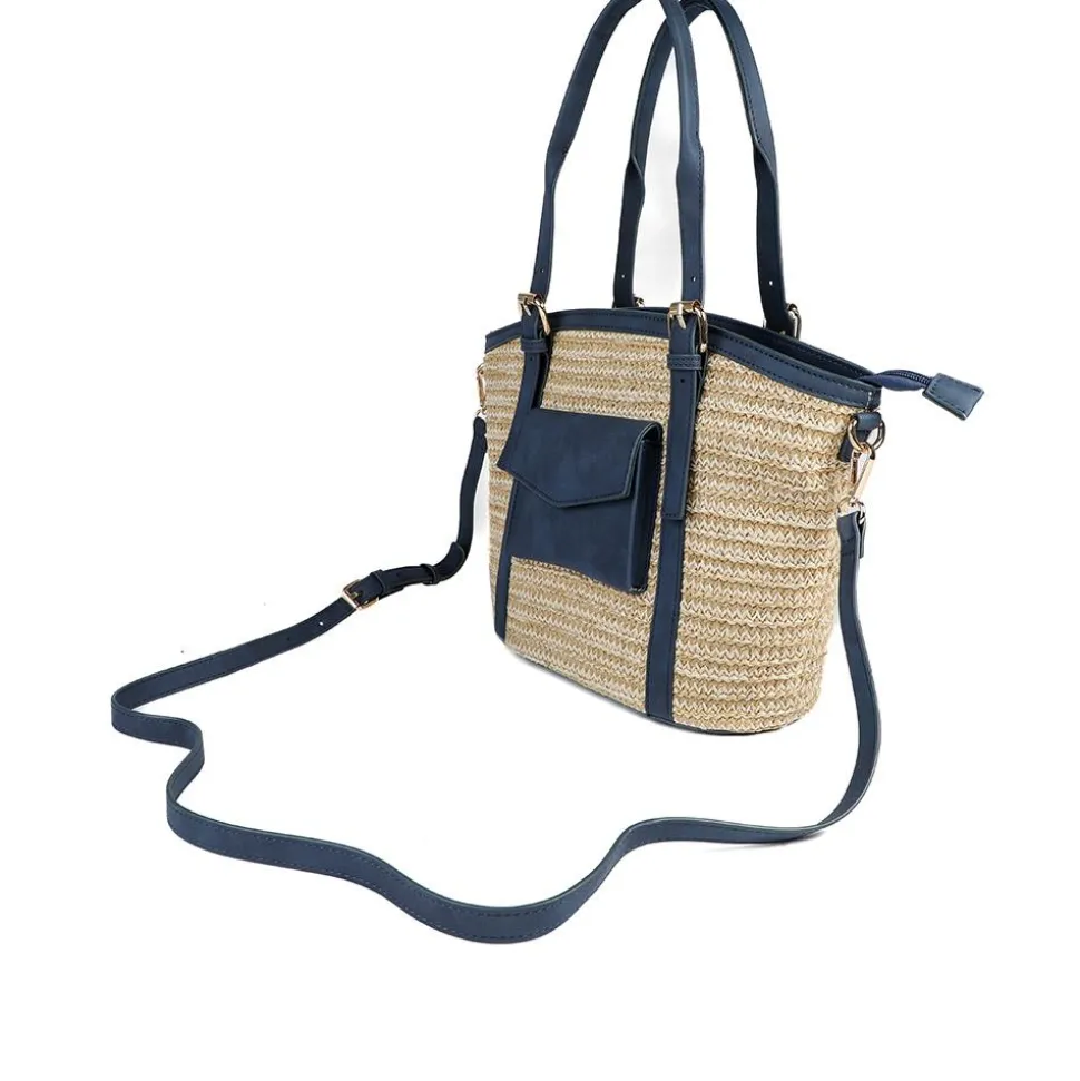 Adjustable Woven Tote Bag - Navy