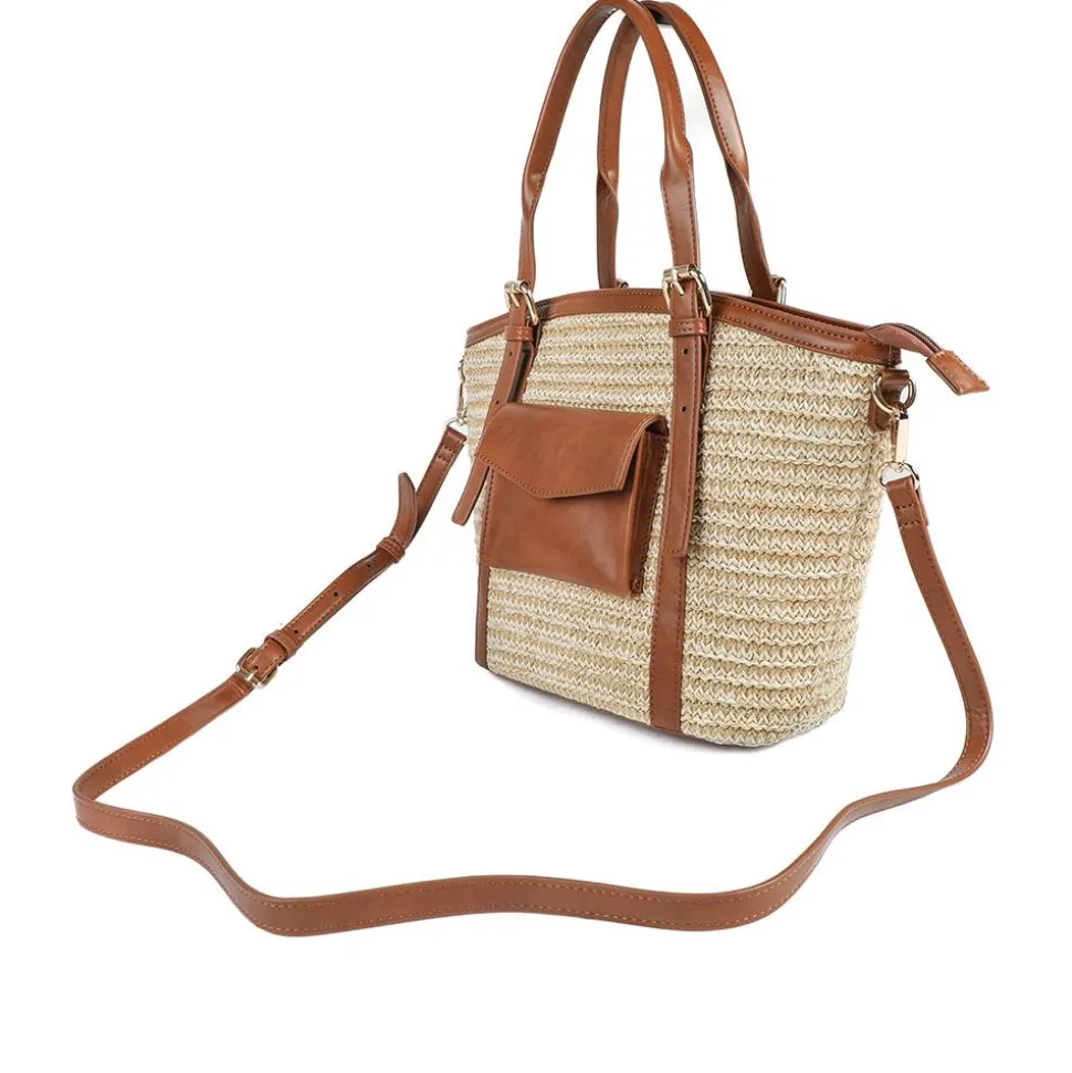Adjustable Woven Tote Bag - Tan