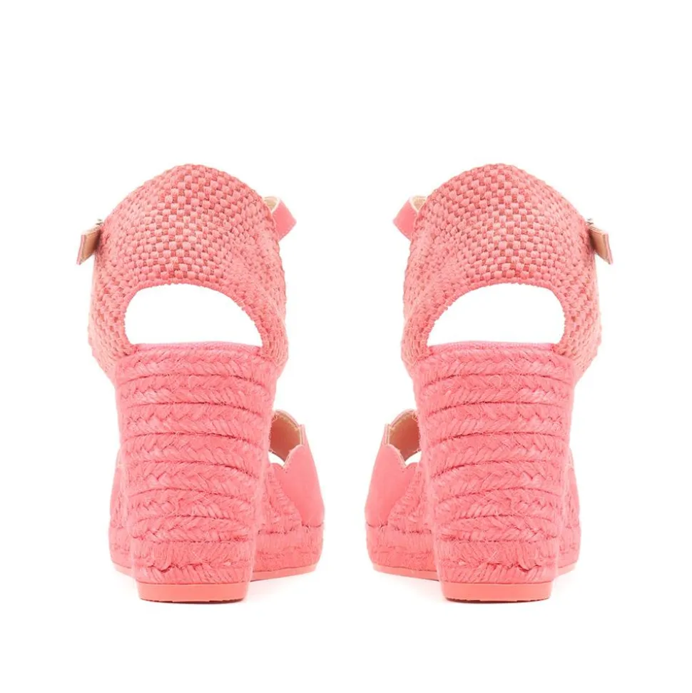 Alejandra Espadrille Wedge Sandals - Coral