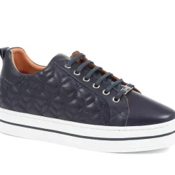 Alexandrite Leather Quilted Trainers - Navy