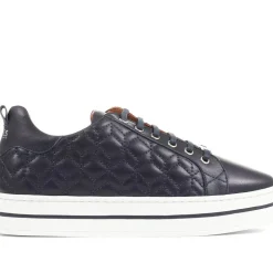 Alexandrite Leather Quilted Trainers - Navy