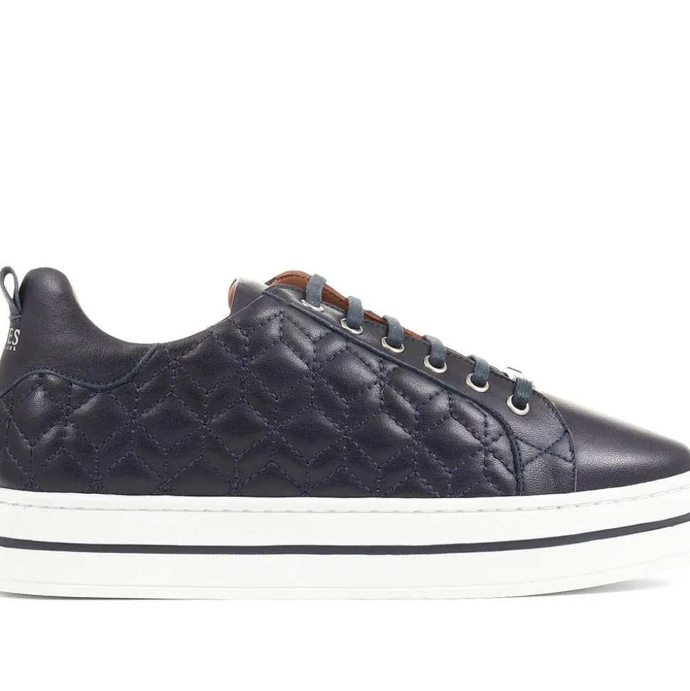 Alexandrite Leather Quilted Trainers - Navy