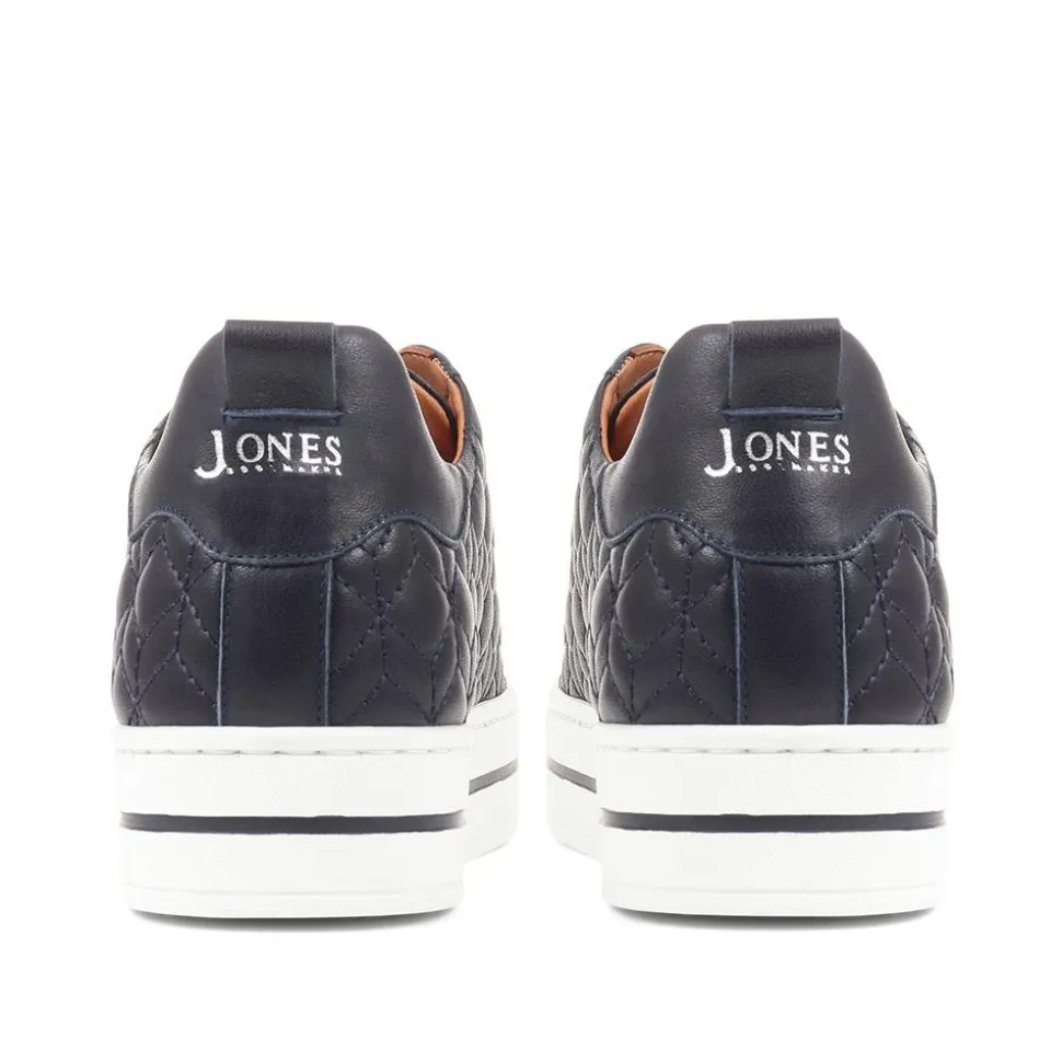 Alexandrite Leather Quilted Trainers - Navy