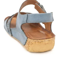 All Leather Adjustable Fasten Sandals - Blue