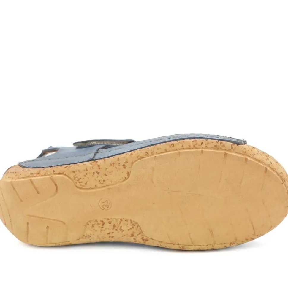All Leather Adjustable Fasten Sandals - Blue