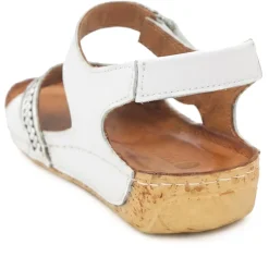 All Leather Adjustable Fasten Sandals - White