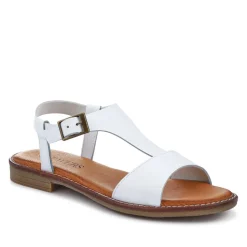 All-Leather Buckled Sandals - White