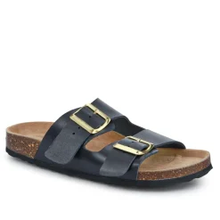All-Leather Casual Mule Sandals - Black