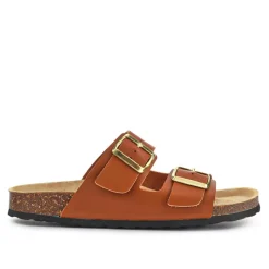 All-Leather Casual Mule Sandals - Tan
