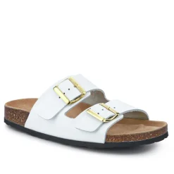 All-Leather Casual Mule Sandals - White