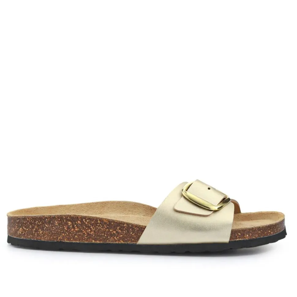 All-Leather Slip-On Mules - Gold
