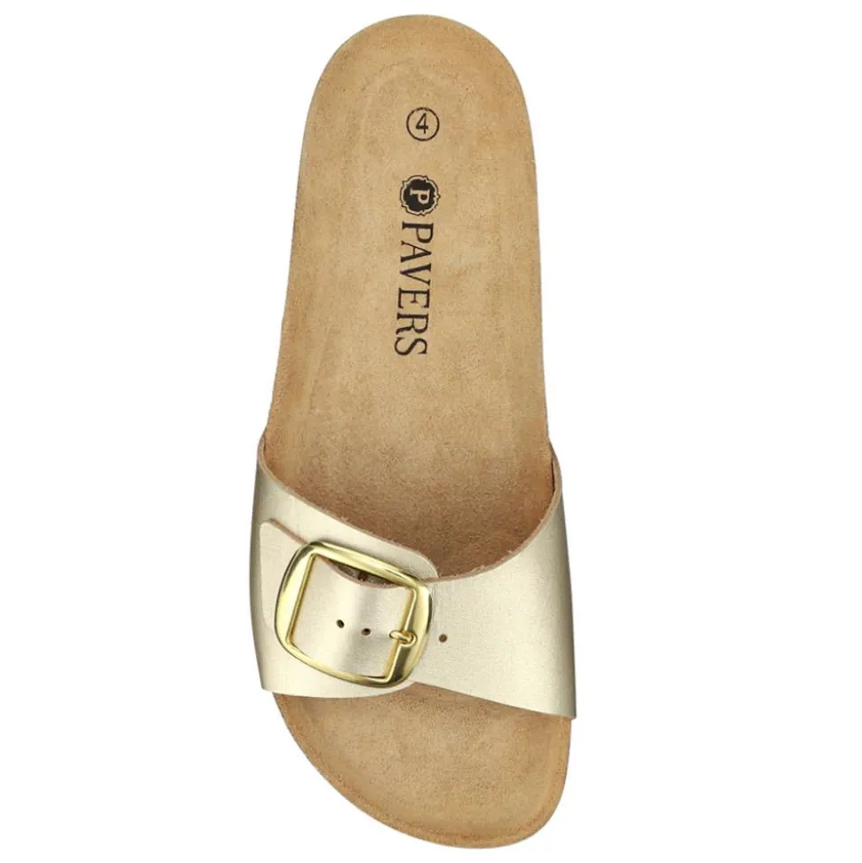 All-Leather Slip-On Mules - Gold