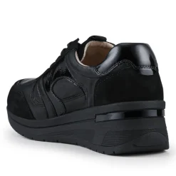 Alvira Wide Fit Leather Trainers - Black