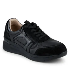 Alvira Wide Fit Leather Trainers - Black