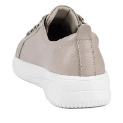 Anara Zip & Lace Leather Trainers - Stone