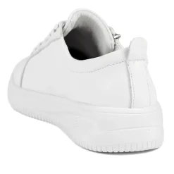 Anara Zip & Lace Leather Trainers - White
