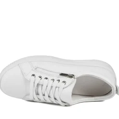 Anara Zip & Lace Leather Trainers - White
