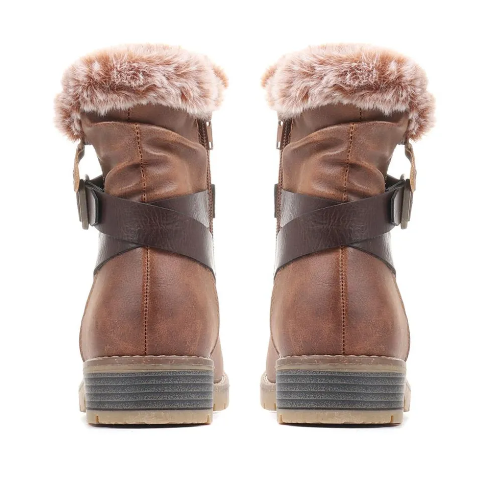 Ankle Biker Boots - Tan