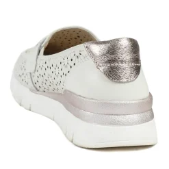 Arch Support Leather Slip On Shoes - Cream