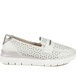 Arch Support Leather Slip On Shoes - Cream