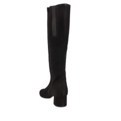 Ashby Block-Heel Leather Long Boots - Black Suede