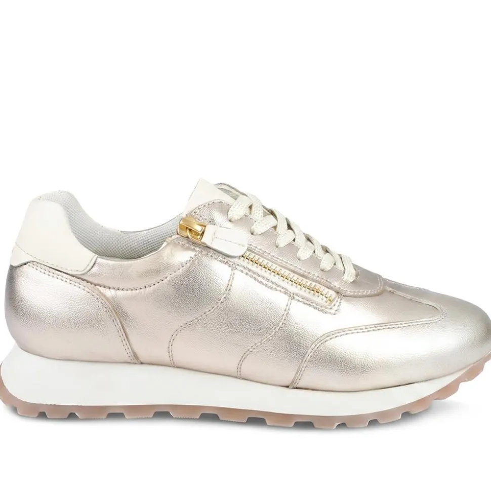 Avelina Leather Zip & Lace Trainers - Metallic