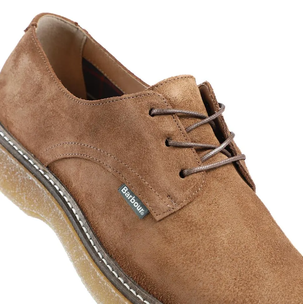 Barbour Harefield Leather Derby Shoes - Tan Suede