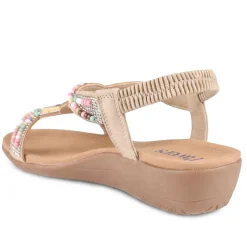 Beaded Comfort Fitting Sandals - Beige