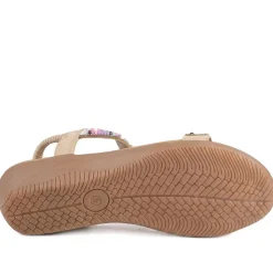 Beaded Comfort Fitting Sandals - Beige