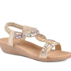 Beaded Comfort Fitting Sandals - Beige