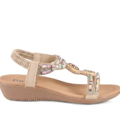 Beaded Comfort Fitting Sandals - Beige