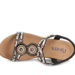 Beaded Comfort Fitting Sandals - Black