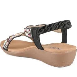 Beaded Comfort Fitting Sandals - Black
