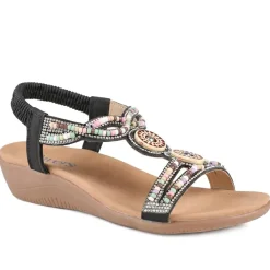 Beaded Comfort Fitting Sandals - Black