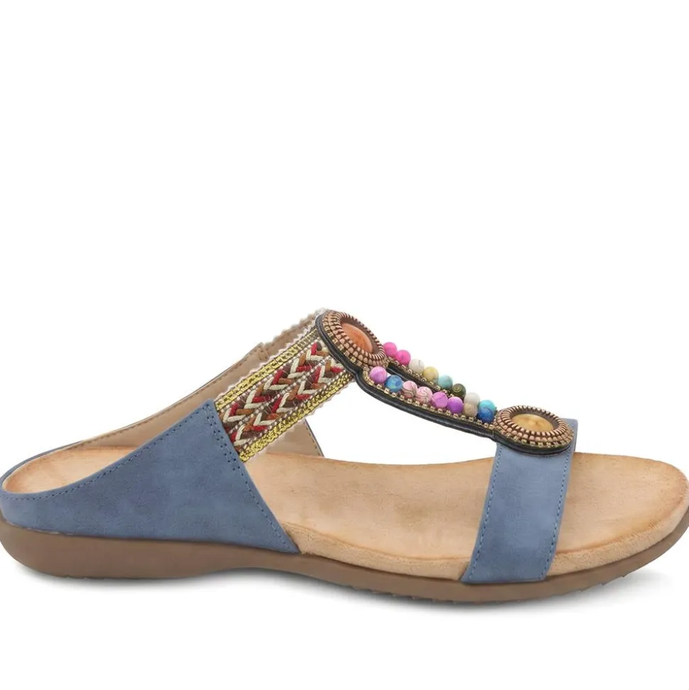 Beaded Lightweight Mule Sandals - Blue