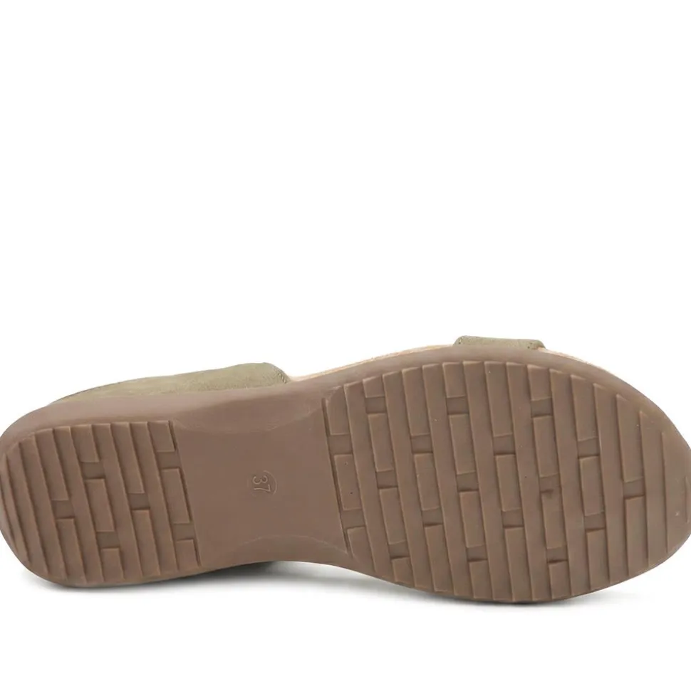 Beaded Lightweight Mule Sandals - Khaki