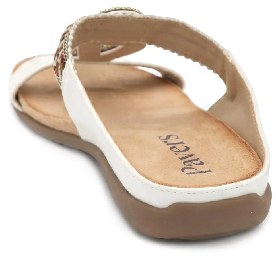 Beaded Lightweight Mule Sandals - White