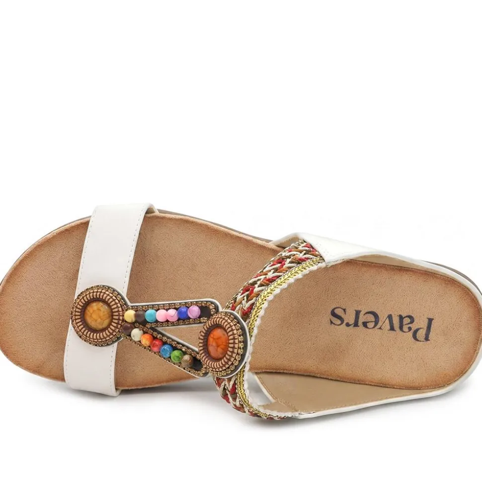 Beaded Lightweight Mule Sandals - White