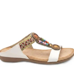 Beaded Lightweight Mule Sandals - White