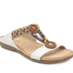 Beaded Lightweight Mule Sandals - White