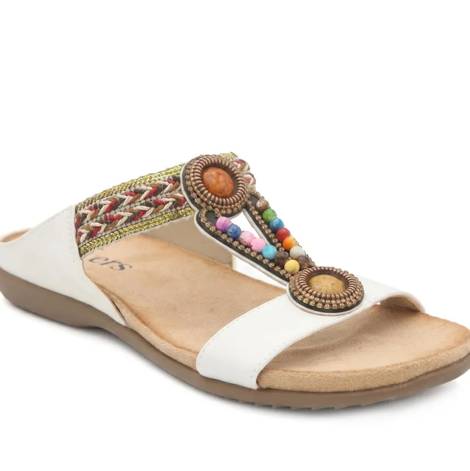 Beaded Lightweight Mule Sandals - White