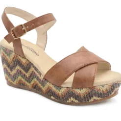 Bellissimo Buckle Fasten Wedge Espadrilles - Tan