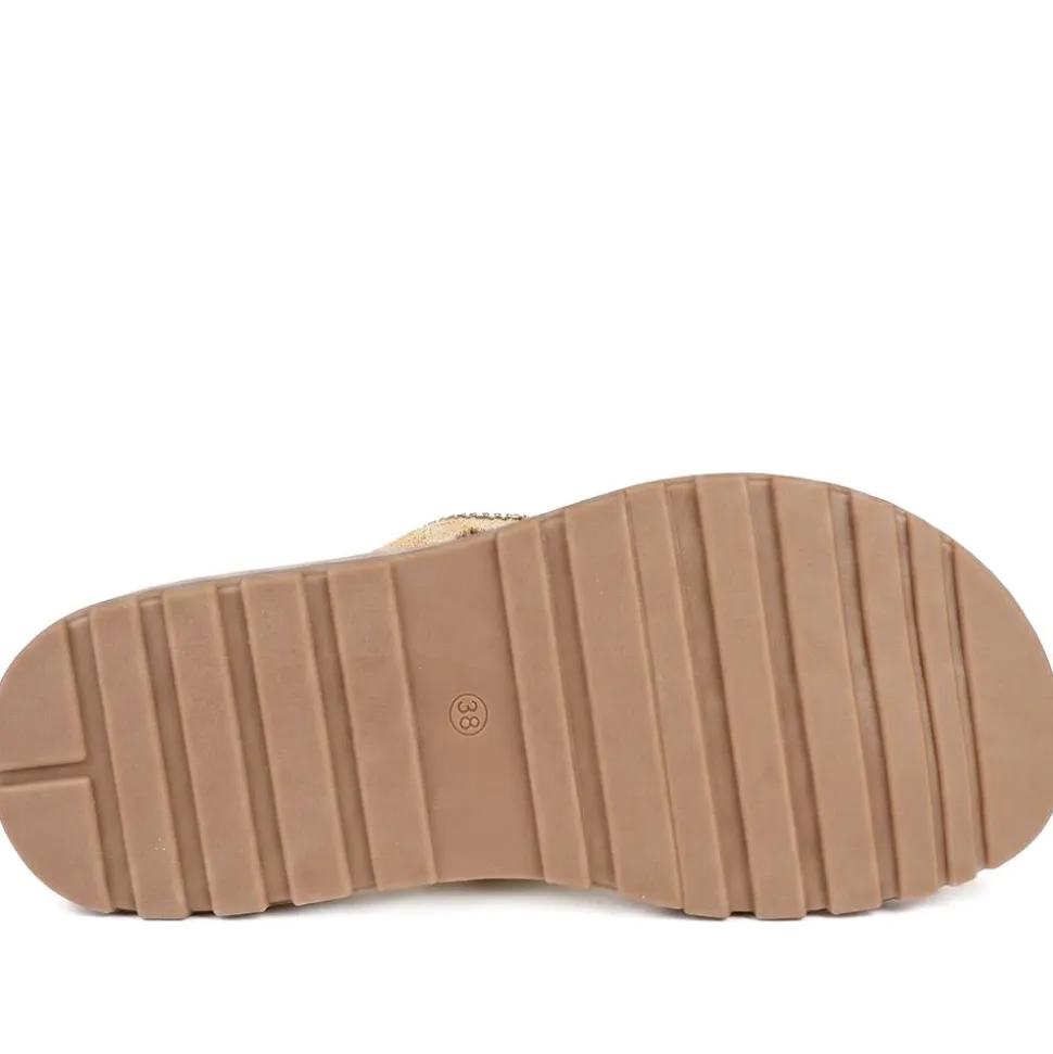 Bellissimo Cushioned Diamante Toe Post Sandals - Gold