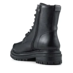 Bellissimo Lace Up Leather Boots With Zip Fasten - Black