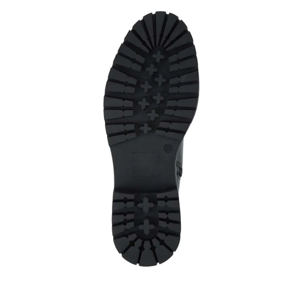 Bellissimo Lace Up Leather Boots With Zip Fasten - Black