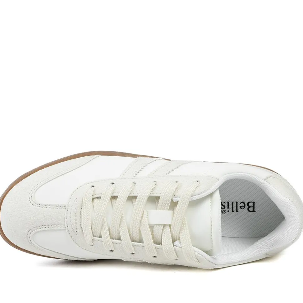 Bellissimo Lace Up Trainers - White-Beige