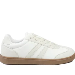 Bellissimo Lace Up Trainers - White-Beige