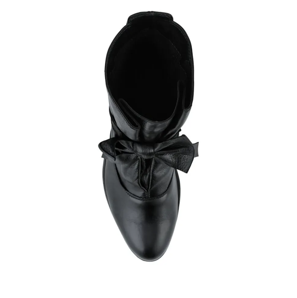Bellissimo Leather Bow Boots - Black