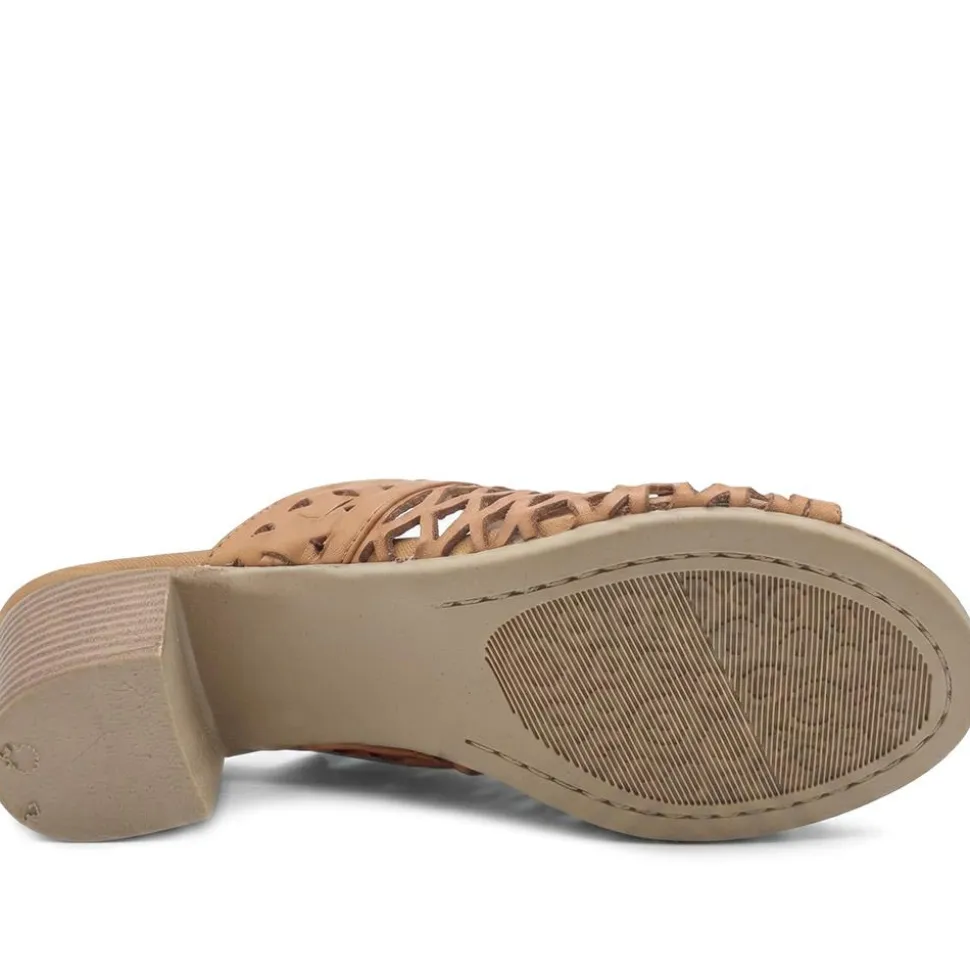 Bellissimo Leather Heeled Mule Sandals - Tan
