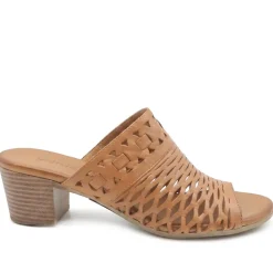 Bellissimo Leather Heeled Mule Sandals - Tan
